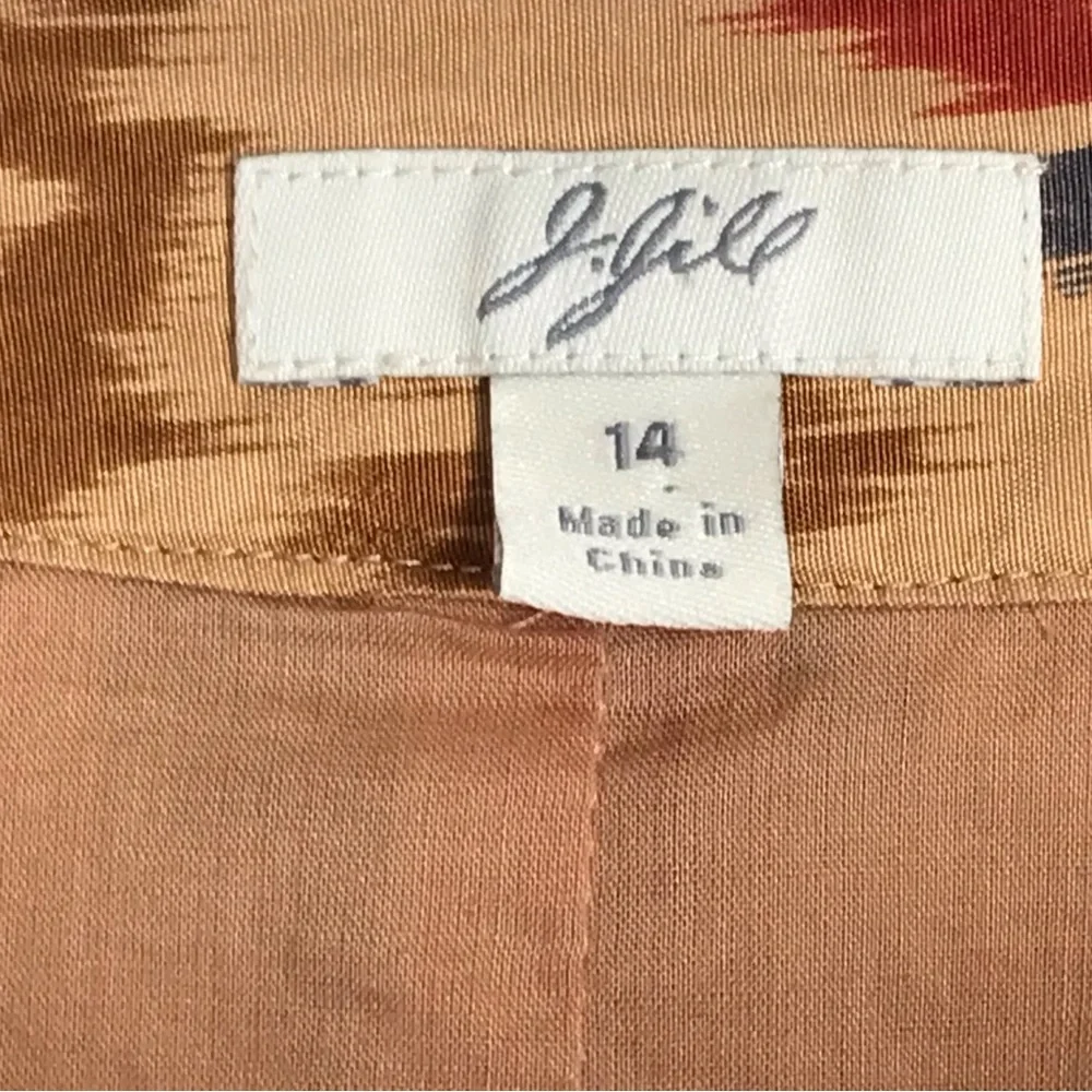 J. Jill  100% Silk  Floral Pleated A-Line Skirt Earth Tones Size 14